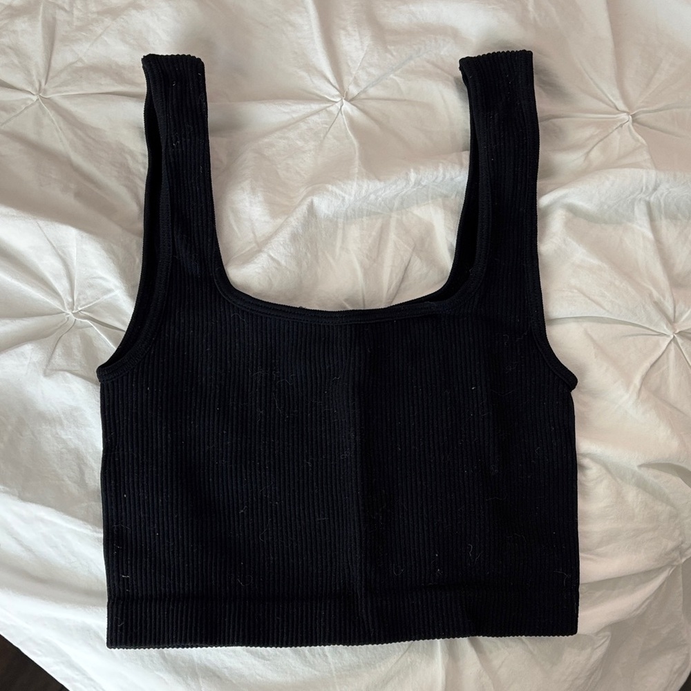 Zara Black Ribbed Women's Top